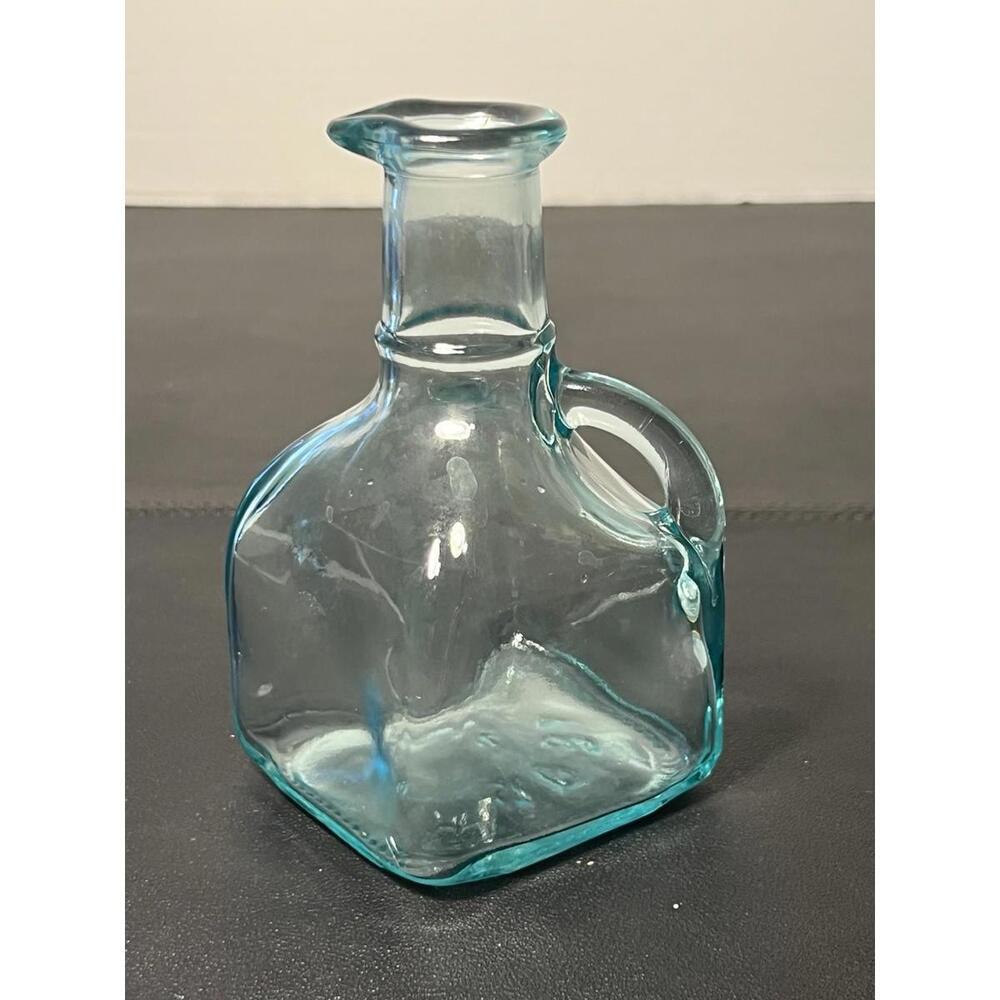 Empoli Italy Art Glass Vetreria Etrusca 1925 Cupola Aqua Teal Oil Vinegar Cruet